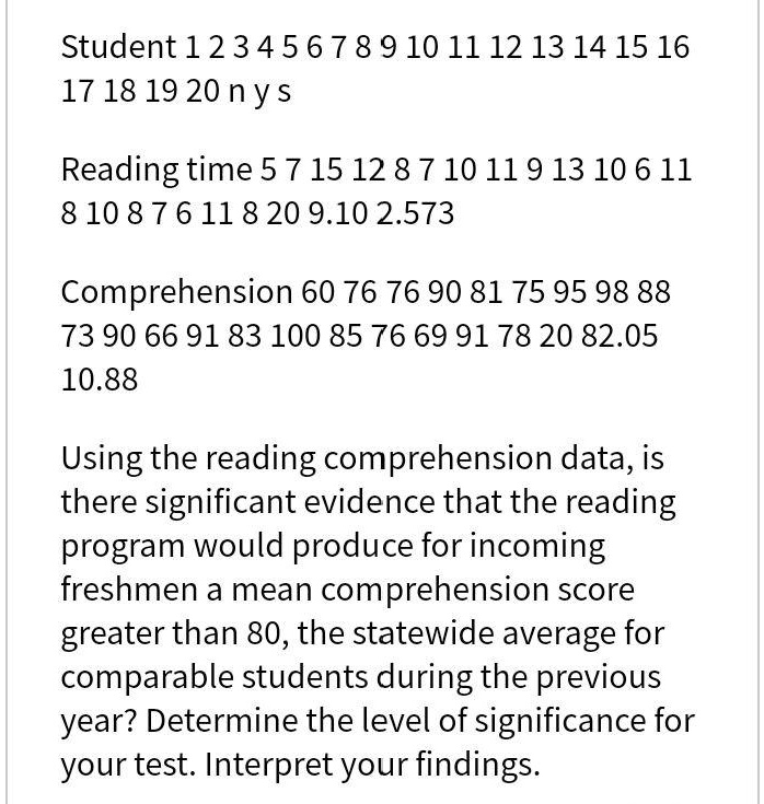 SOLVED: Statistics and Probability Student ...