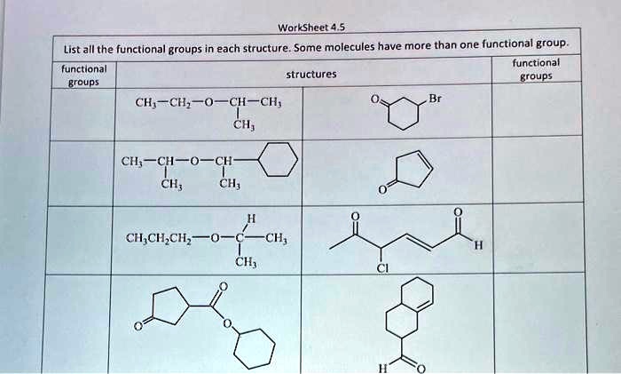 SOLVED: List all the functional groups in each structure. Some ...