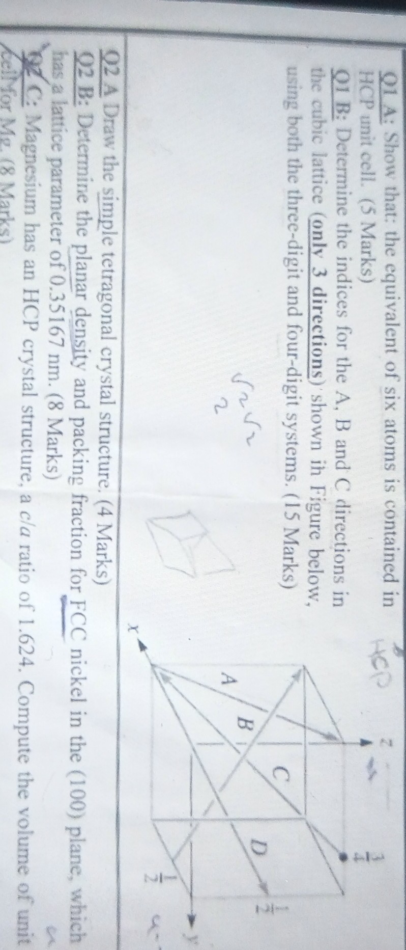 SOLVED: Q1 A: Show That: The Equivalent Of Six Atoms Is Contained In ...