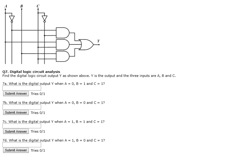 SOLVED: Q7. Digital logic circuit analysis: Find the digital logic ...