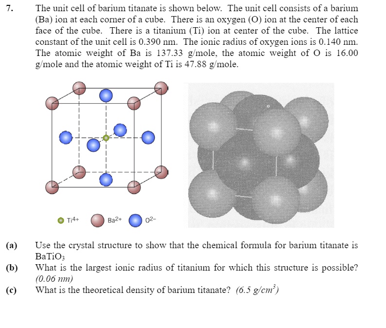 VIDEO solution: The unit cell of barium titanate is shown below. The