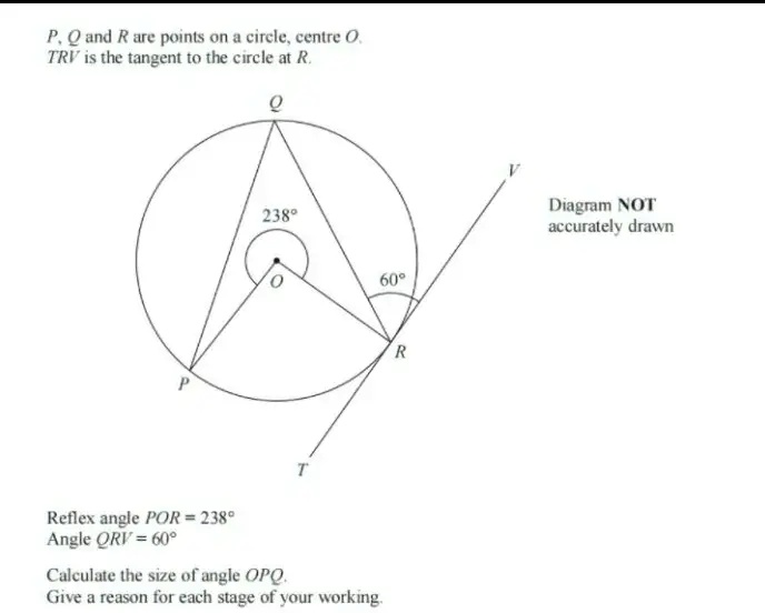 SOLVED: P, Q, and R are points on a circle; center O. TRV is the ...