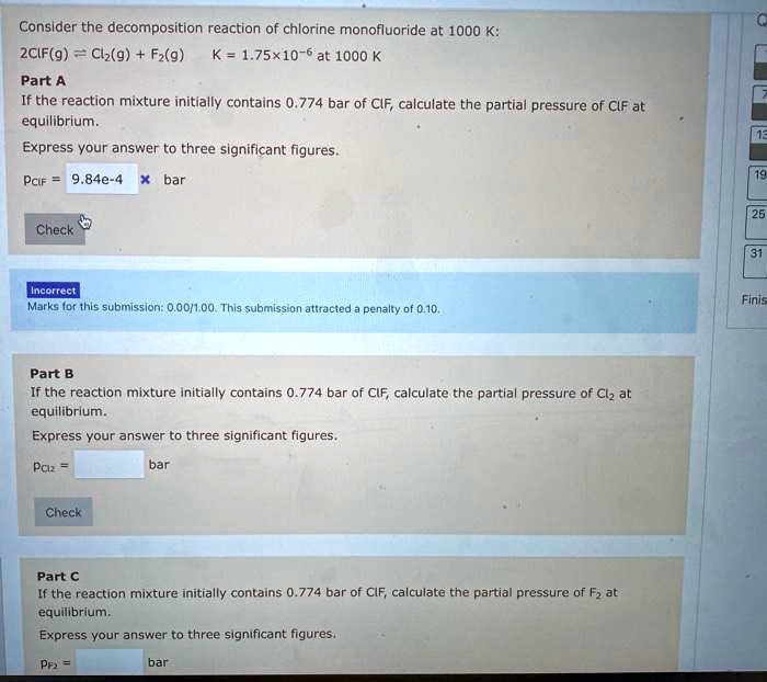 SOLVED Consider the reaction of chlorine monofluoride at