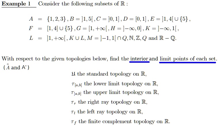 Solved Example Consider The Following Subsets Of R 1 2 3 B 1 5 C J0 1 D 0 1 E 1 4 U 5 1 4 U 5 G 1 Oo H 8 0 K 8 1