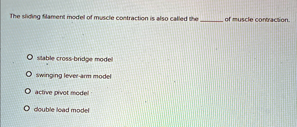 Solved The Sliding Filament Model Of Muscle Contraction Is Also Called