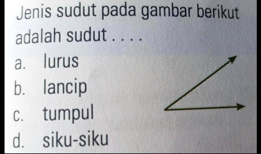 SOLVED: Jenis Sudut Di Atas Ini Adalah Jenis Sudut Pada Gambar Berikut ...