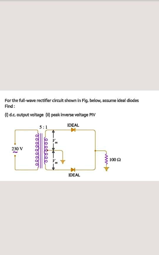 SOLVED For the fullwave rectifier circuit shown in Fig. below, assume