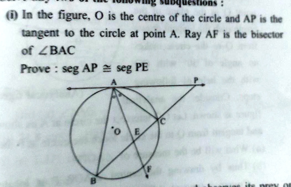 VIDEO Solution: (1) In The Figure, O Is The Center Of The Circle And AP ...