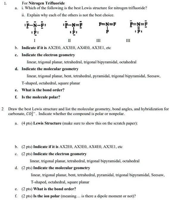 Ax4e1 Examples SOLVED: For Nitrogen Trifluoride, which of the following is the best ...