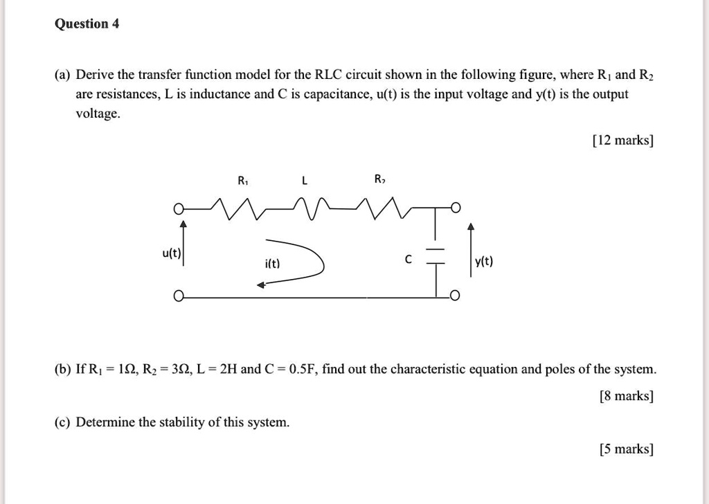 SOLVED: a. Derive the transfer function model for the RLC circuit shown ...