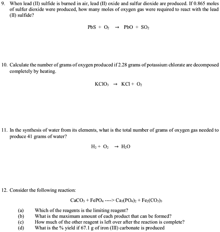 When lead (II) sulfide is burned in air, lead (II) oxide and sulfur