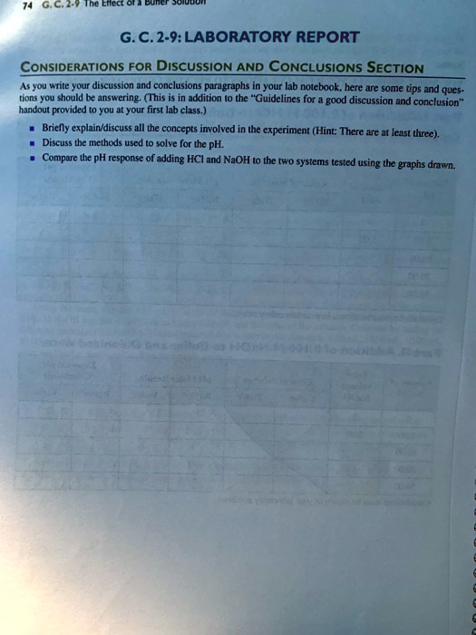 G.C.2-9: LABORATORY REPORT CONSIDERATIONS FOR DISCUSSION AND ...