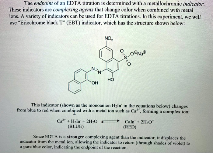 SOLVED The endpoint of an EDTA titration is determined with