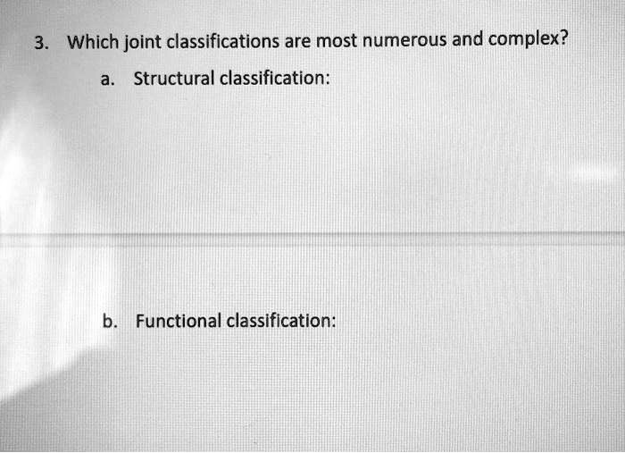 SOLVED: 3. Which Joint Classifications Are Most Numerous And Complex? A ...