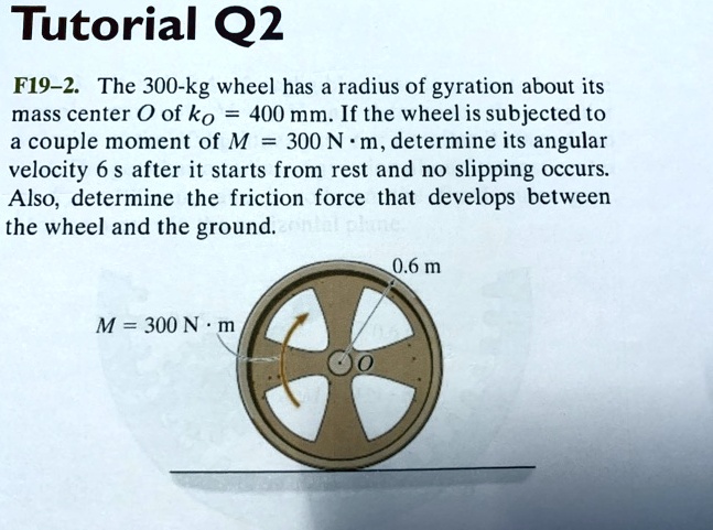 SOLVED: F19-2. The 300-kg Wheel Has A Radius Of Gyration About Its Mass ...