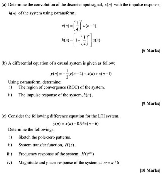 Solved A Determine The Convolution Of The Discrete Input Signal X N With The Impulse