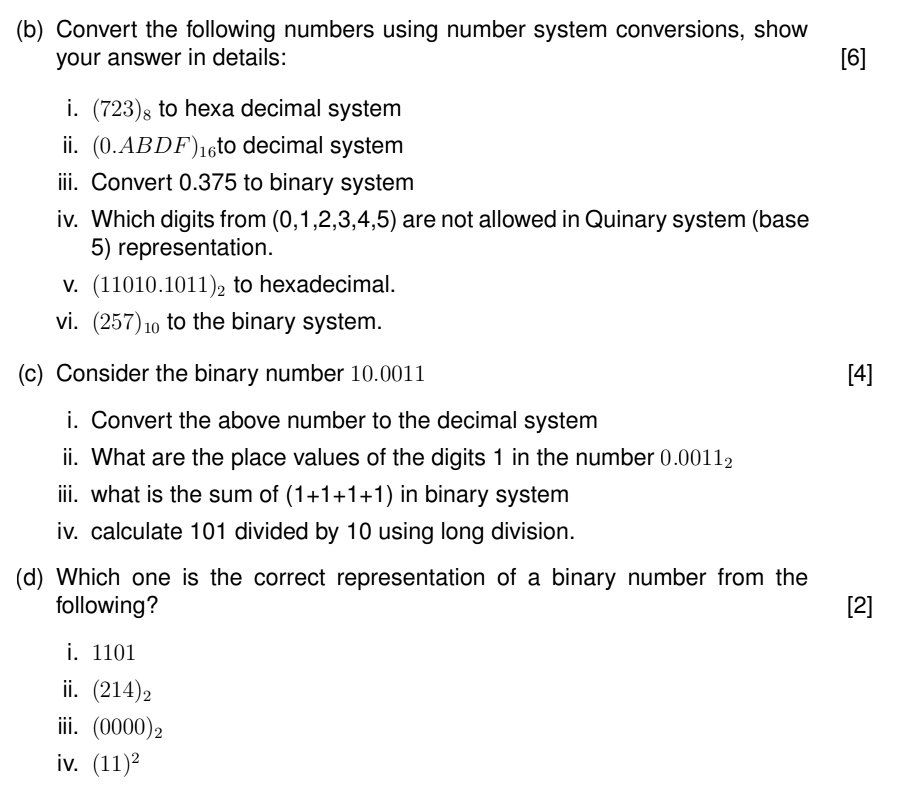 SOLVED: (b) Convert the following numbers using number system ...