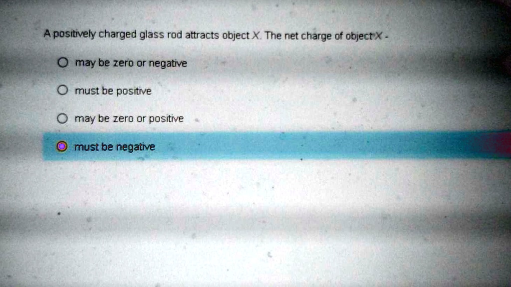 SOLVED A positively charged glass rod attracts object X. The net