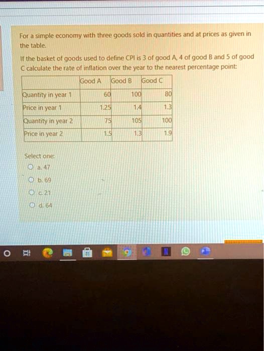 SOLVED For a simple economy with three goods sold in quantities and at