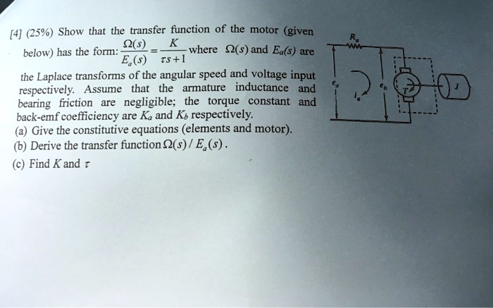 [4] (25%) Show that the transfer function of the motor (given below ...