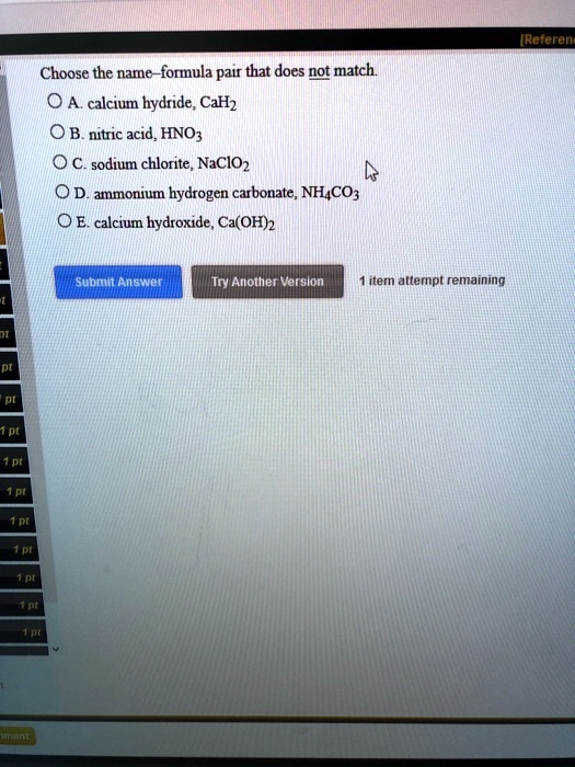 SOLVED [Reteren Choose the nameformula pair that does not match OA