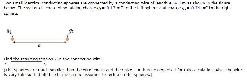 SOLVED: Two small identical conducting spheres are connected by a ...