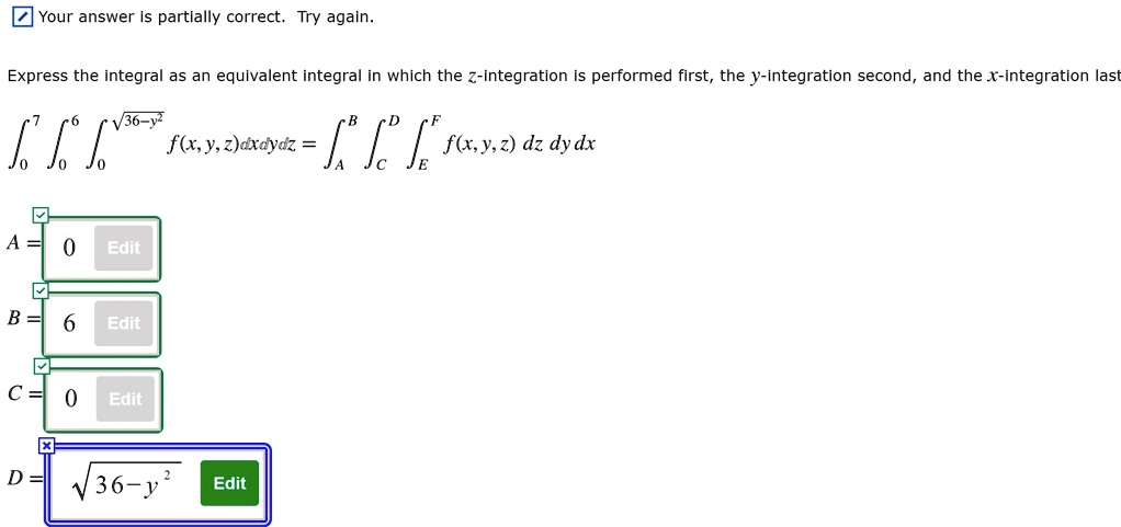 SOLVED: Your answer is partially correct. Try again. Express the ...