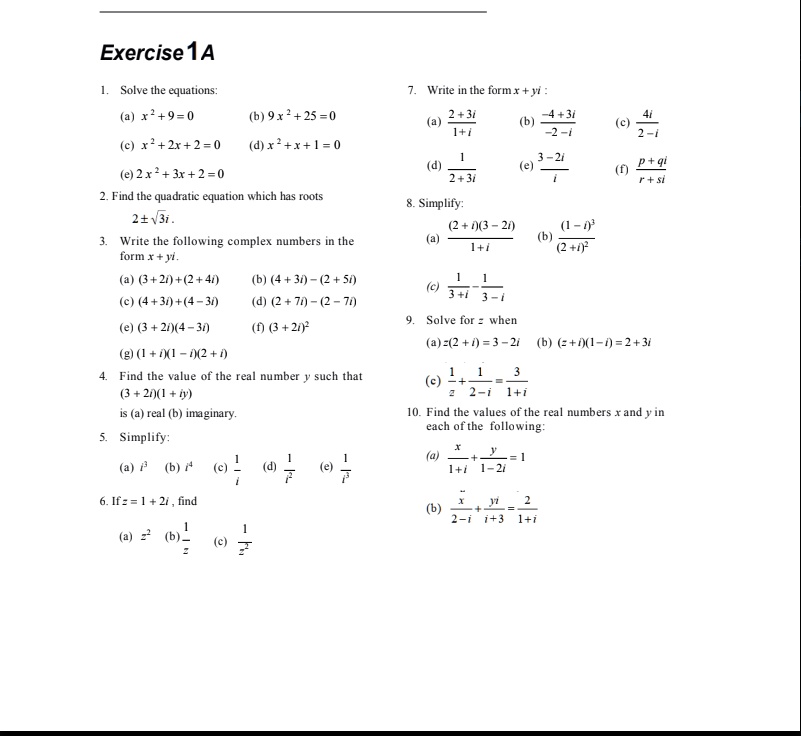 Solved Exercise 1a Solve The Equations A 2 9 0 Write In The Formx V B 9x2 25 0 2 3 C R 2r 2 0 D R Rt 0 E 2x 3r 2 0 Find The Quadratic Equation Which Has Roots 2f131 Write The Following Solved Exercise 1a Solve The Equations A 2 9 0 Write In The Formx V B 9x2 25 0 2 3 C R 2r 2 0 D R Rt 0 E 2x 3r 2 0 Find The Quadratic Equation Which Has Roots 2f131 Write The Following