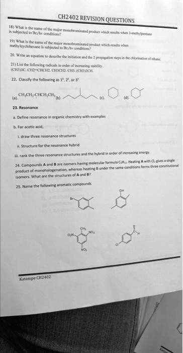 Solved Texts Ch2402 Revision Questions 1 What Is The Name Of The Major Organic Compound In