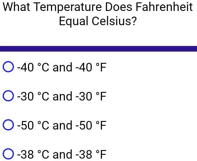 What Temperature Does Fahrenheit Equal Celsius?