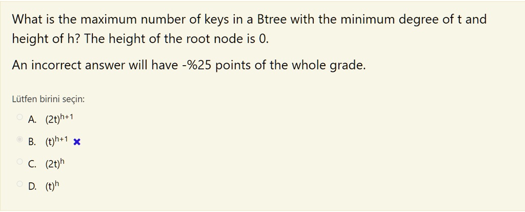 What is the maximum number of keys in a Btree with the minimum degree ...