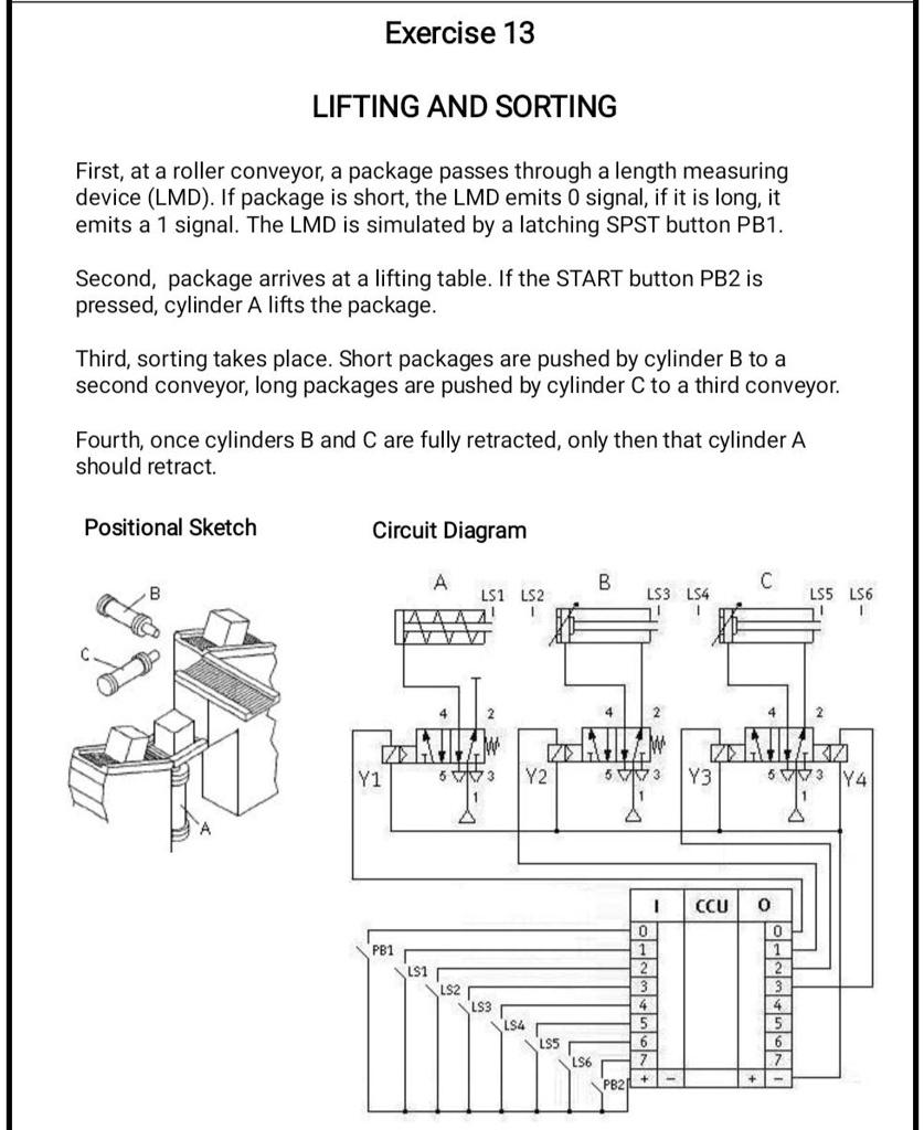 SOLVED Texts Using Festo Fluidsim, create the PLC for the problem
