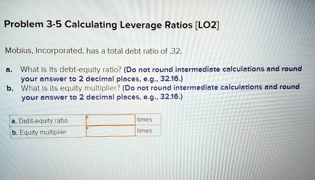 Problem 35 Calculating Leverage Ratios [LO2] Mobius, Incorporated