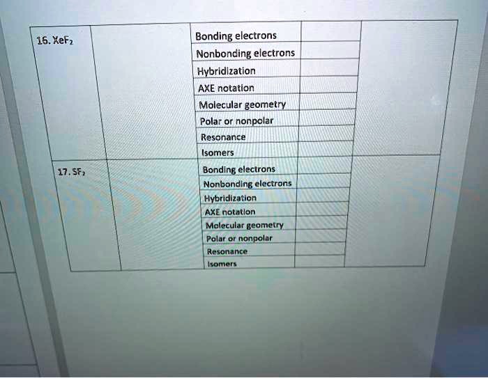 SOLVED 16.XeFz Bonding electrons Nonbonding electrons Hybridization
