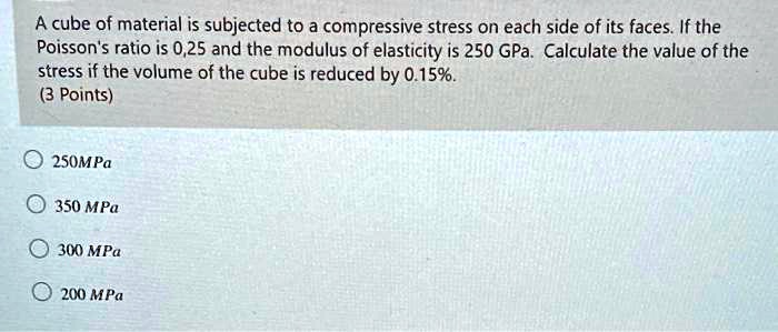 SOLVED: A cube of material is subjected to a compressive stress on each ...