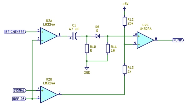 the brightness comparator u2a and timing circuit c1 and r10 if the ...