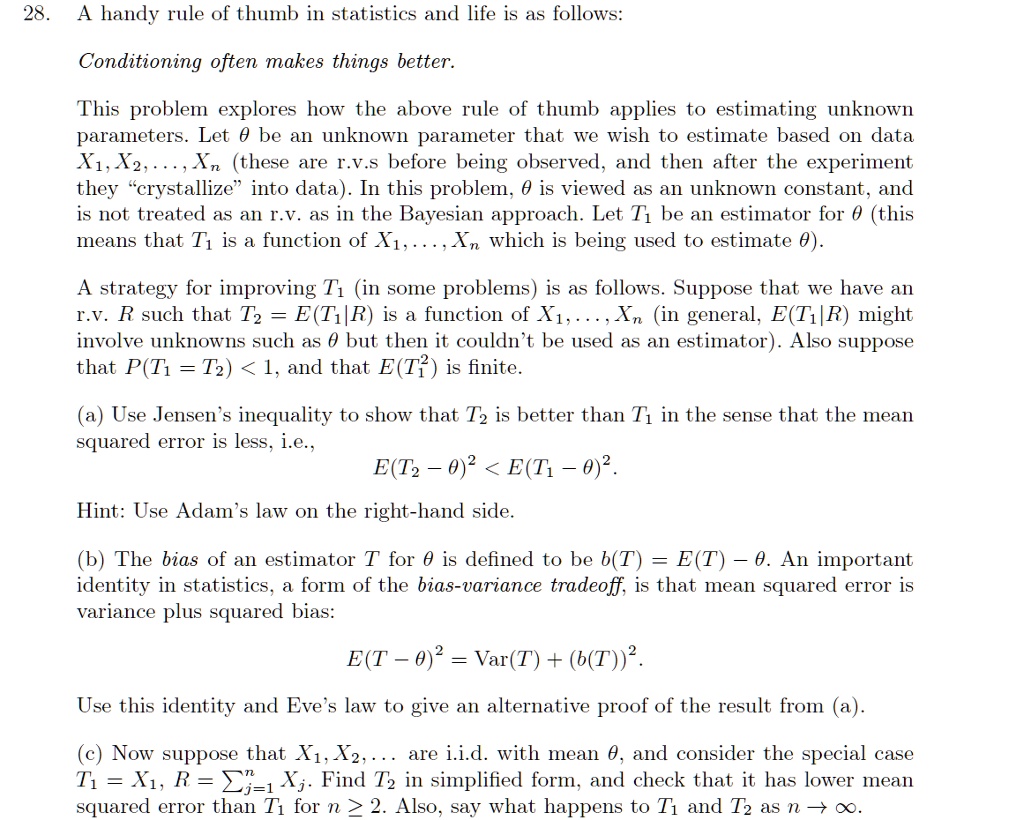 Handy rule of thumb in statistics and life is as follows: Conditioning ...