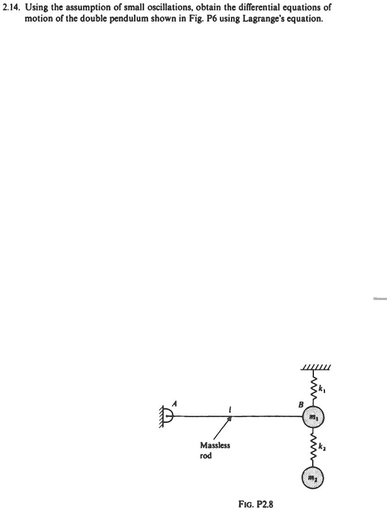 SOLVED 2.14. Using the assumption of small oscillations, obtain the differential equations of