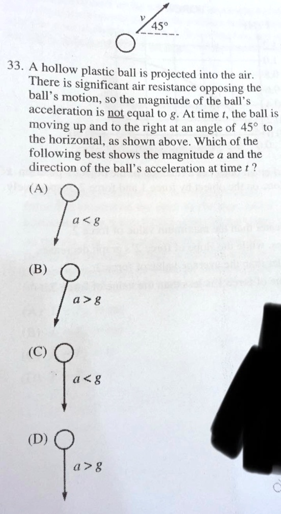 A hollow plastic ball is projected into the air. There is significant