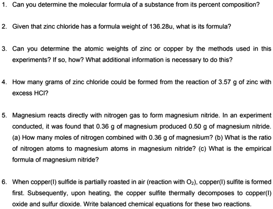 SOLVED 1. Can you determine the molecular formula of a substance from