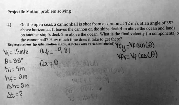 projectile motion problem solving on the open seas cannonball is shot ...