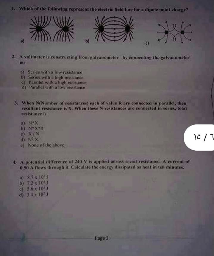 1. Which of the following represent the electric field line for a ...