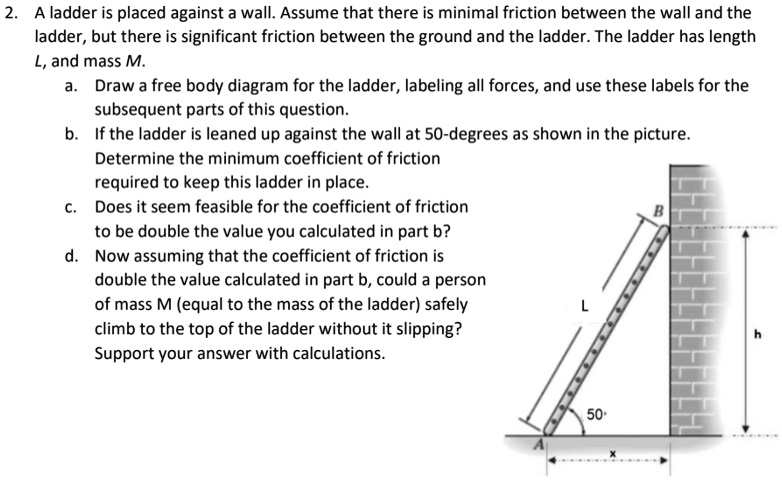 Ladder Body Part 2. A ladder is placed against a wall. Assume that there is minimal ...