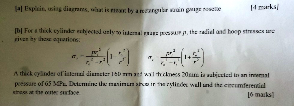 4 marks given by these equations 7 t a thick cylinder of internal ...