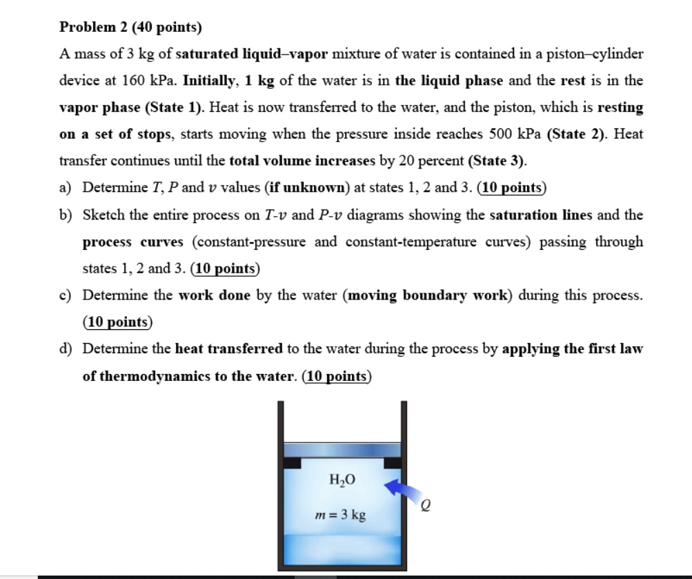 SOLVED: Problem 2 (40 points) A mass of 3 kg of saturated liquid-vapor ...