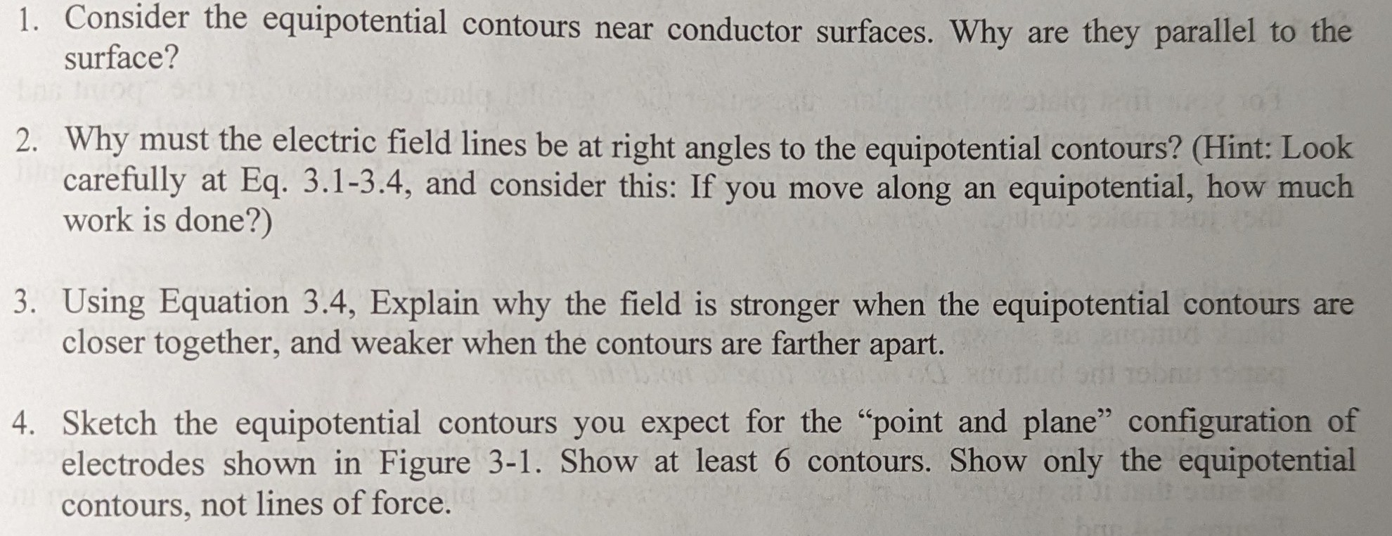 SOLVED 1. Consider the equipotential contours near conductor surfaces