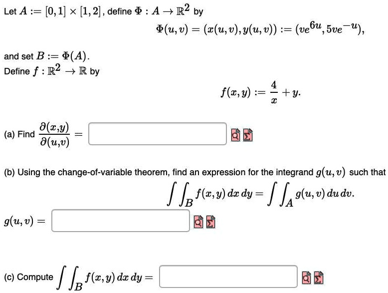 Solved Let A 0 1 X 1 2 Define A R2 By U V U V Y U V Vebu Bve U And Set B A Define F R2 7rby F C Y