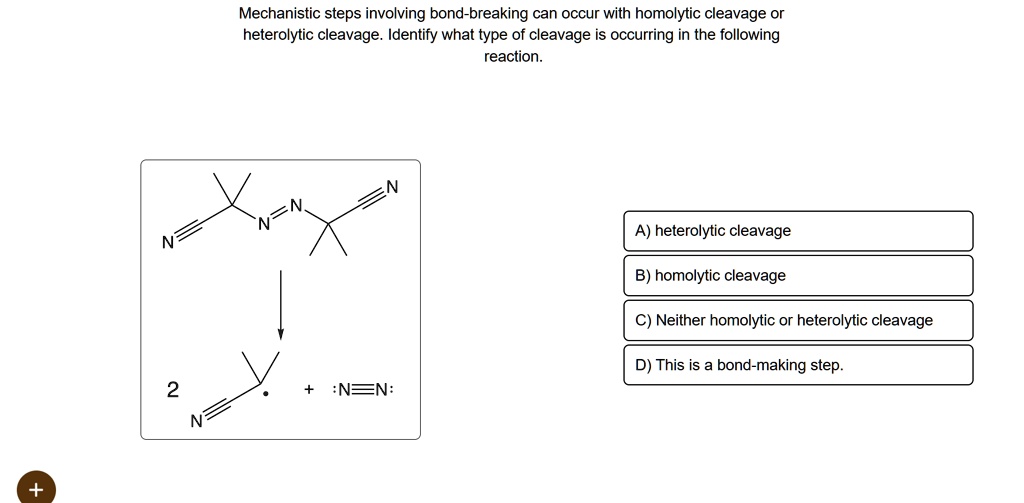 SOLVED Mechanistic steps involving bondbreaking can occur with