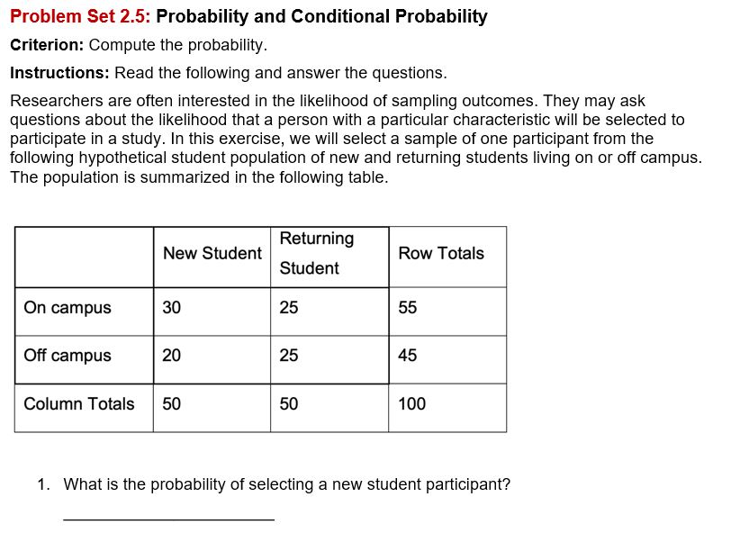 Problem set 2 5 probability and conditional probability criterion