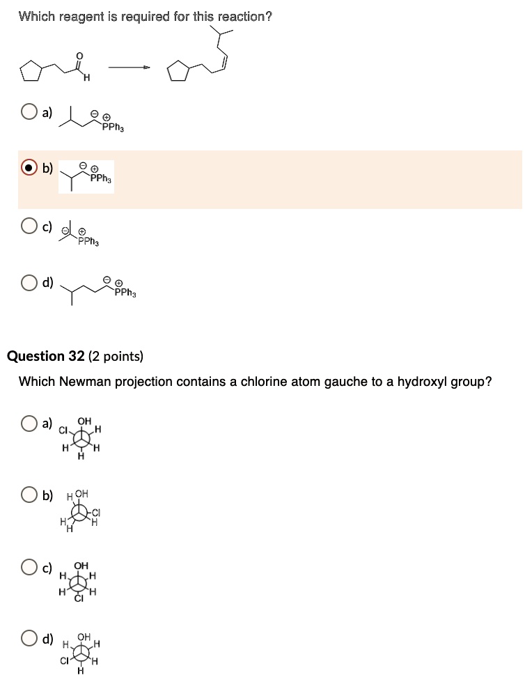 SOLVED: Which reagent is required for this reaction? PPh3 b) PPh3 PPh3 ...